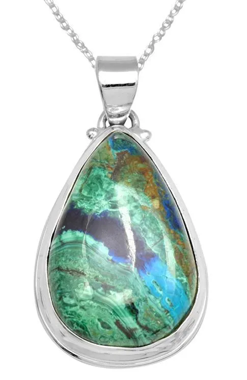 Necklaces YoTreasure Azurite Malachite 1 34 Long 925 Solid Sterling Silver Pendant With 18 Chain Necklaces YoTreasure Azurite Malachite 1 34 Long 925 Solid Sterling Silver Pendant With 18 Chain