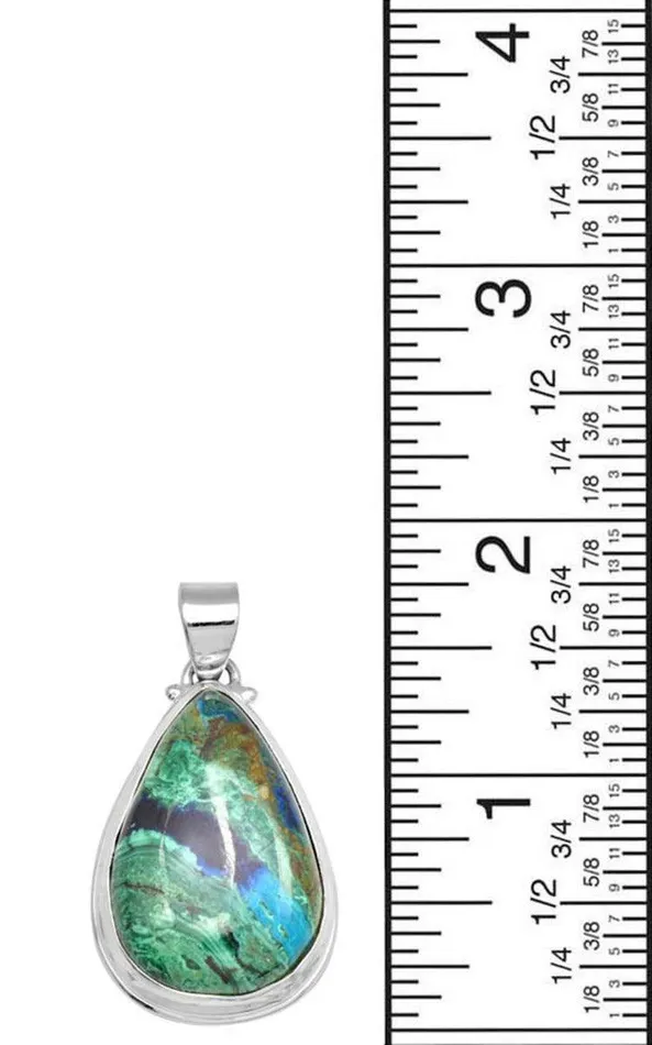 Necklaces YoTreasure Azurite Malachite 1 34 Long 925 Solid Sterling Silver Pendant With 18 Chain
