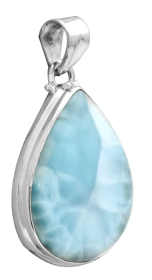 Necklaces YoTreasure Larimar 1 34 Long 925 Solid Sterling Silver Pendant With 18 Chain