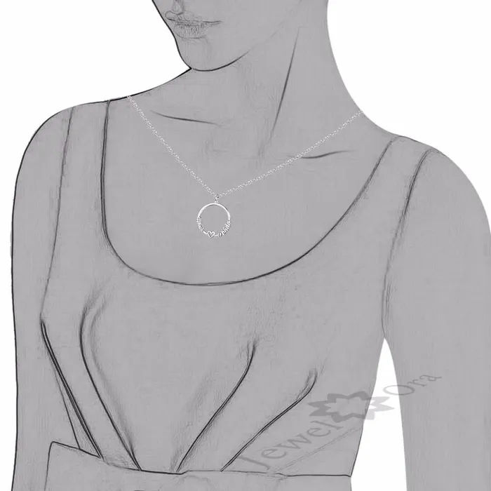 Personalized Custom 2 Names Necklace for Women 925 Sterling Silver Circle Necklace with Heart Fine Jewelry customjewelryan Necklaces