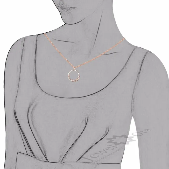 Personalized Custom 2 Names Necklace for Women 925 Sterling Silver Circle Necklace with Heart Fine Jewelry customjewelryan Necklaces