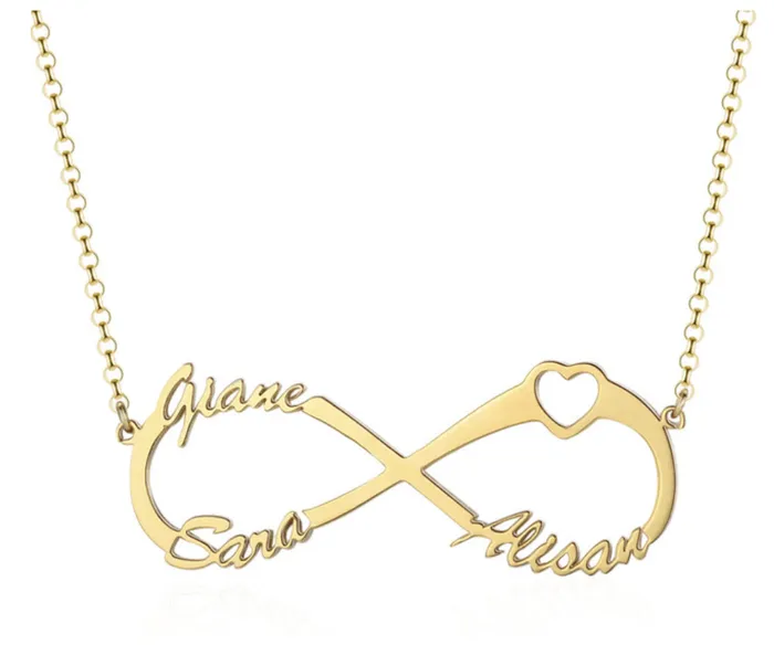 Personalized Jewel Necklaces Personalized Sterling Silver Infinity Symbol 3 Custom Name Pendant Necklace Gift for Family Members Friends