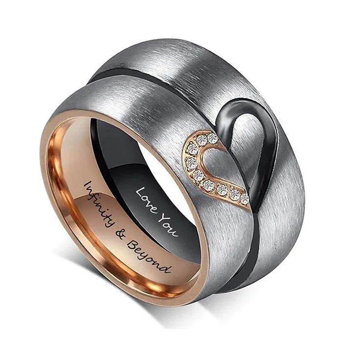 Personalized Jewel Personalized Heart Couple Rings with Zirconia Custom Inside Engraving Wedding Engagement Rings for Women Men Promise Gift Rings Personalized Jewel Personalized Heart Couple Rings with Zirconia Custom Inside Engraving Wedding Engagement Rings for Women Men Promise Gift Rings