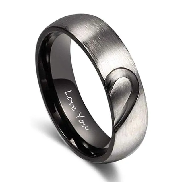 Personalized Jewel Personalized Heart Couple Rings with Zirconia Custom Inside Engraving Wedding Engagement Rings for Women Men Promise Gift Rings