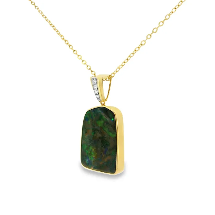 PreStyled Sets Australian Opal Cutters Australian Opal Boulder Pendant set in 14K Yellow Gold