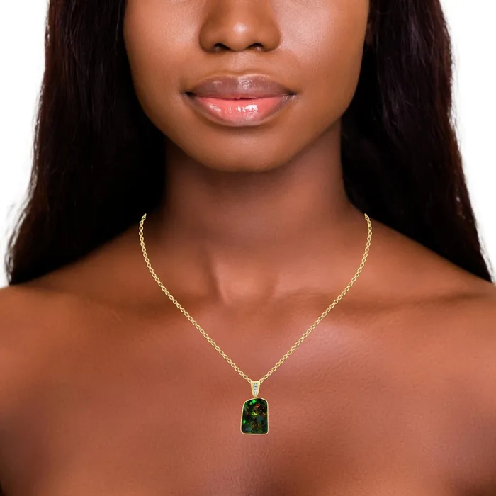 PreStyled Sets Australian Opal Cutters Australian Opal Boulder Pendant set in 14K Yellow Gold