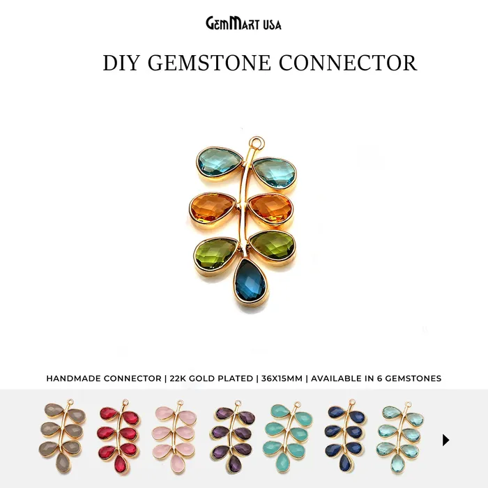 PreStyled Sets DIY Gemstone Gold Plated Dangle Chandelier Finding Connector 1PC GemMartUSA PreStyled Sets DIY Gemstone Gold Plated Dangle Chandelier Finding Connector 1PC GemMartUSA