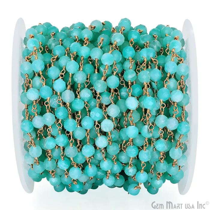 PreStyled Sets GemMartUSA Amazonite Jade Beads 5mm Gold Plated Wire Wrapped Rosary Chain PreStyled Sets GemMartUSA Amazonite Jade Beads 5mm Gold Plated Wire Wrapped Rosary Chain