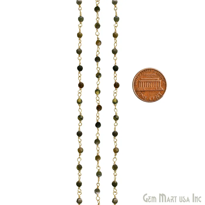 PreStyled Sets GemMartUSA Bumble Bee 335mm Gold Plated Beaded Wire Wrapped Rosary Chain