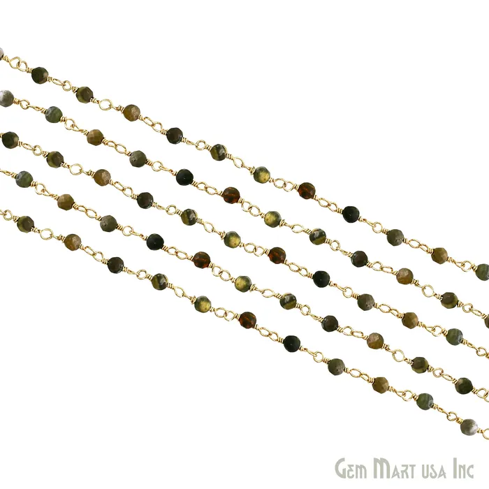 PreStyled Sets GemMartUSA Bumble Bee 335mm Gold Plated Beaded Wire Wrapped Rosary Chain