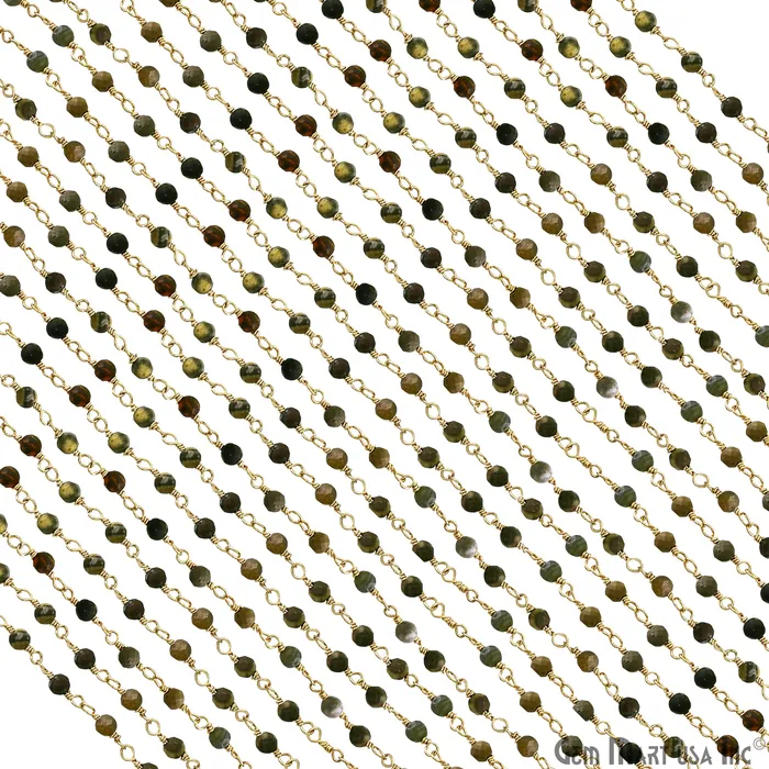 PreStyled Sets GemMartUSA Bumble Bee 335mm Gold Plated Beaded Wire Wrapped Rosary Chain