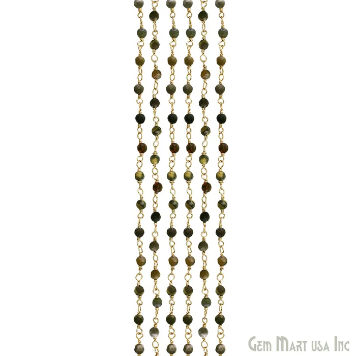 PreStyled Sets GemMartUSA Bumble Bee 335mm Gold Plated Beaded Wire Wrapped Rosary Chain