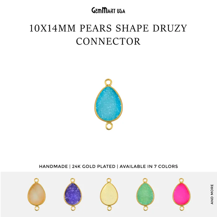 PreStyled Sets GemMartUSA Color Druzy 10x14mm Pears Bezel Gold Plated Double Bail Gemstone Connector PreStyled Sets GemMartUSA Color Druzy 10x14mm Pears Bezel Gold Plated Double Bail Gemstone Connector