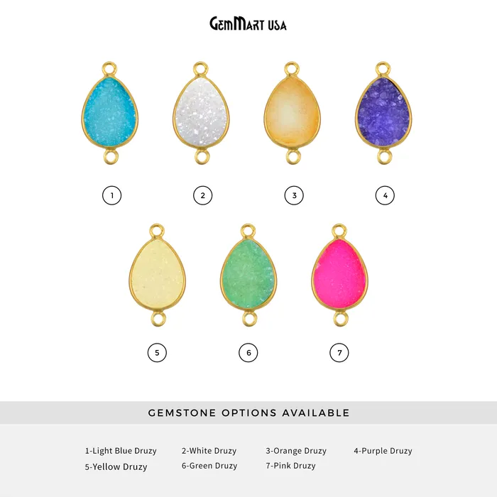 PreStyled Sets GemMartUSA Color Druzy 10x14mm Pears Bezel Gold Plated Double Bail Gemstone Connector PreStyled Sets GemMartUSA Color Druzy 10x14mm Pears Bezel Gold Plated Double Bail Gemstone Connector
