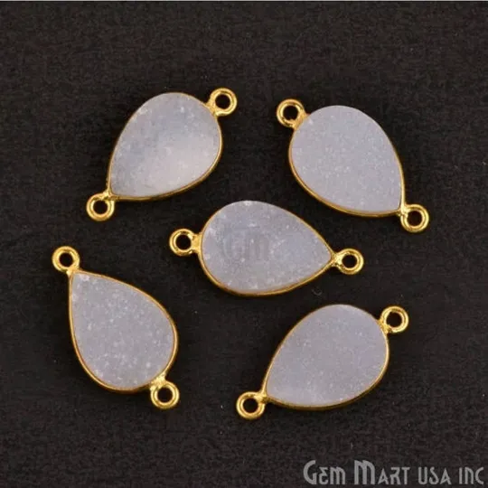 PreStyled Sets GemMartUSA Color Druzy 10x14mm Pears Bezel Gold Plated Double Bail Gemstone Connector PreStyled Sets GemMartUSA Color Druzy 10x14mm Pears Bezel Gold Plated Double Bail Gemstone Connector