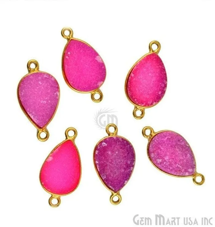PreStyled Sets GemMartUSA Color Druzy 10x14mm Pears Bezel Gold Plated Double Bail Gemstone Connector PreStyled Sets GemMartUSA Color Druzy 10x14mm Pears Bezel Gold Plated Double Bail Gemstone Connector