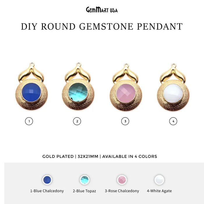 PreStyled Sets GemmartUSA DIY Round Gemstone 32x21mm Gold Plated Jewelry Connector 1pc PreStyled Sets GemmartUSA DIY Round Gemstone 32x21mm Gold Plated Jewelry Connector 1pc