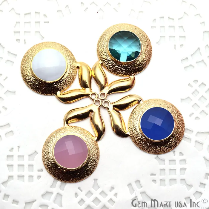 PreStyled Sets GemmartUSA DIY Round Gemstone 32x21mm Gold Plated Jewelry Connector 1pc PreStyled Sets GemmartUSA DIY Round Gemstone 32x21mm Gold Plated Jewelry Connector 1pc
