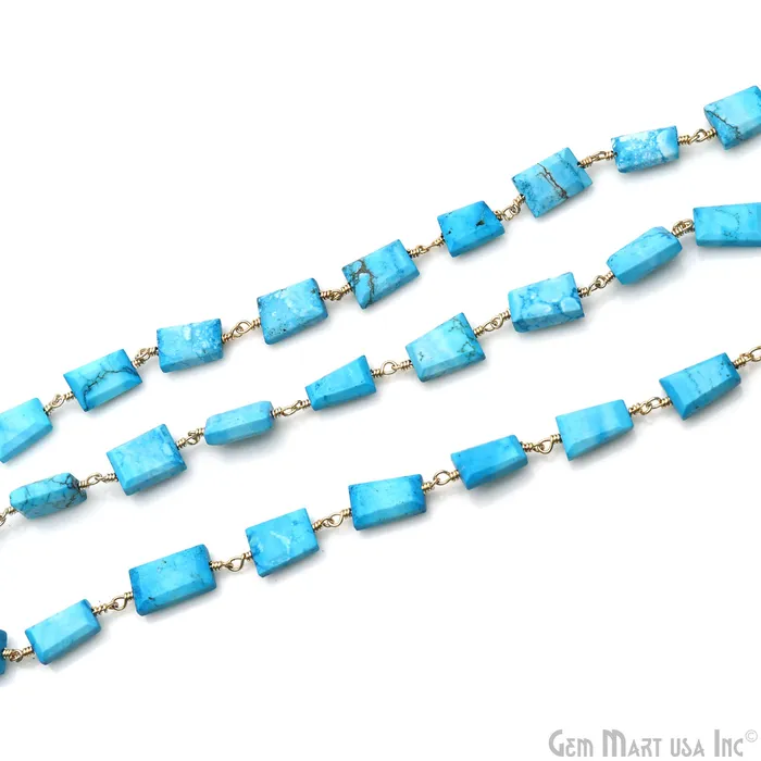PreStyled Sets GemMartUSA Turquoise 12x8mm Smooth Tumble Gold Wire Wrap Bead Rosary Chain PreStyled Sets GemMartUSA Turquoise 12x8mm Smooth Tumble Gold Wire Wrap Bead Rosary Chain