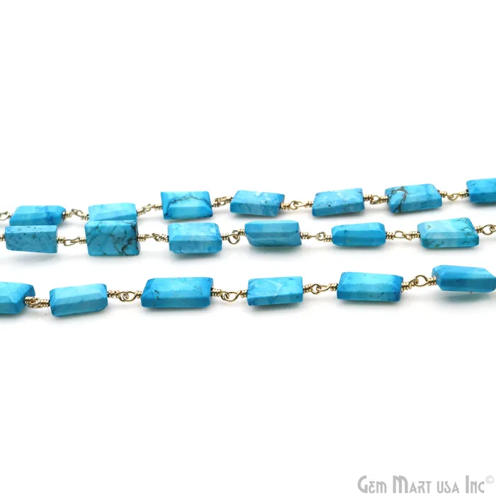PreStyled Sets GemMartUSA Turquoise 12x8mm Smooth Tumble Gold Wire Wrap Bead Rosary Chain PreStyled Sets GemMartUSA Turquoise 12x8mm Smooth Tumble Gold Wire Wrap Bead Rosary Chain