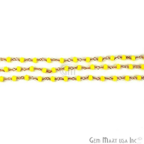 PreStyled Sets GemMartUSA Yellow Agate Gold Plated Wire Wrapped Beads Rosary Chain