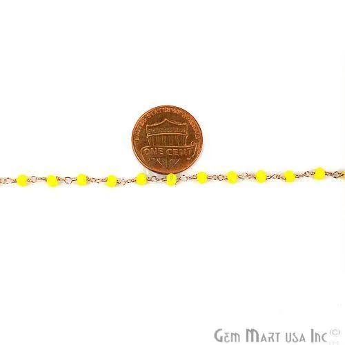 PreStyled Sets GemMartUSA Yellow Agate Gold Plated Wire Wrapped Beads Rosary Chain