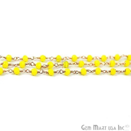 PreStyled Sets GemMartUSA Yellow Agate Gold Plated Wire Wrapped Beads Rosary Chain