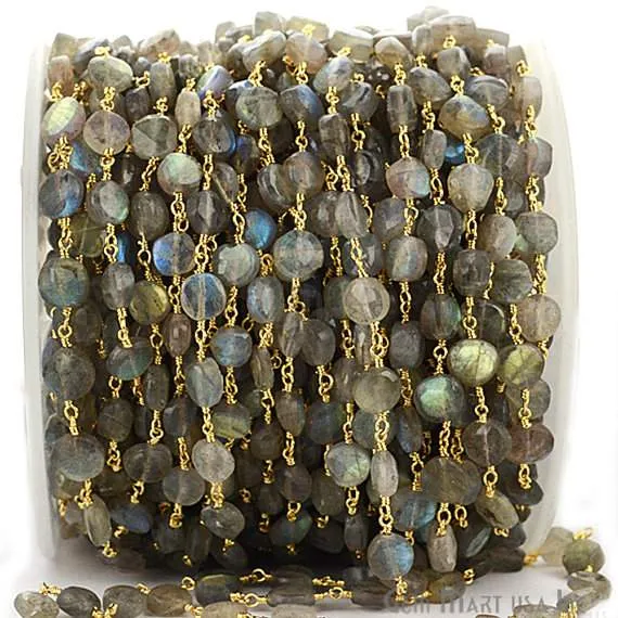 PreStyled Sets Labradorite Coin Gold Plated Wire Wrapped Beads Rosary Chain GemMartUSA PreStyled Sets Labradorite Coin Gold Plated Wire Wrapped Beads Rosary Chain GemMartUSA