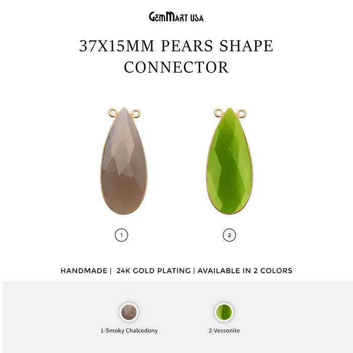 PreStyled Sets Pears 37x15mm Gold Plated Double Bail Bezel Gemstone Connector GemMartUSA PreStyled Sets Pears 37x15mm Gold Plated Double Bail Bezel Gemstone Connector GemMartUSA