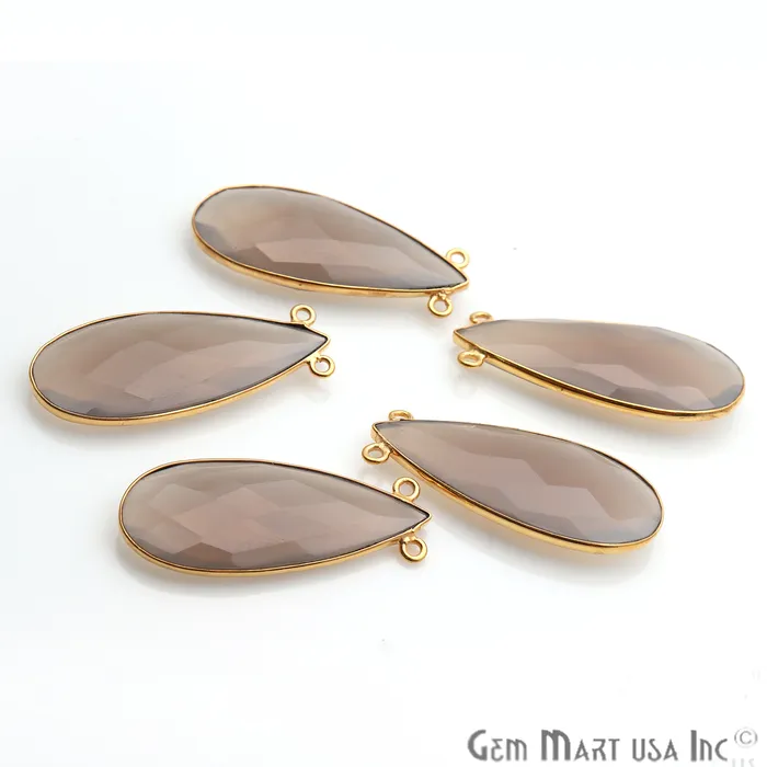 PreStyled Sets Pears 37x15mm Gold Plated Double Bail Bezel Gemstone Connector GemMartUSA