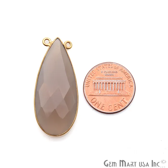 PreStyled Sets Pears 37x15mm Gold Plated Double Bail Bezel Gemstone Connector GemMartUSA
