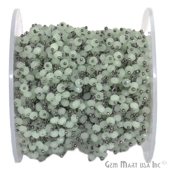 Prehnite Faceted Beads Oxidized Wire Wrapped Cluster Rosary Chain GemMartUSA Charm Necklaces Prehnite Faceted Beads Oxidized Wire Wrapped Cluster Rosary Chain GemMartUSA Charm Necklaces