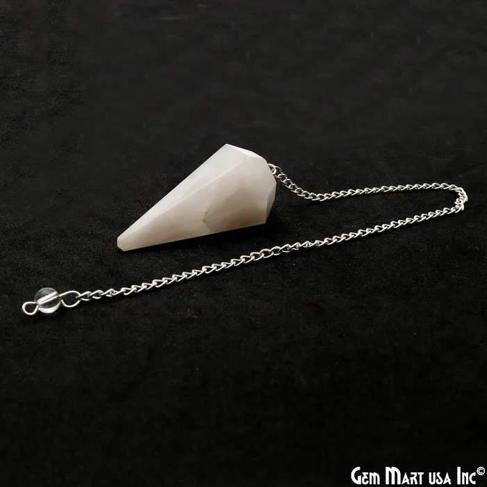 Rainbow Moonstone Crystal Dowsing Pendulum Natural Gemstone PendantSilver Chain GemMartUSA Necklaces Rainbow Moonstone Crystal Dowsing Pendulum Natural Gemstone PendantSilver Chain GemMartUSA Necklaces