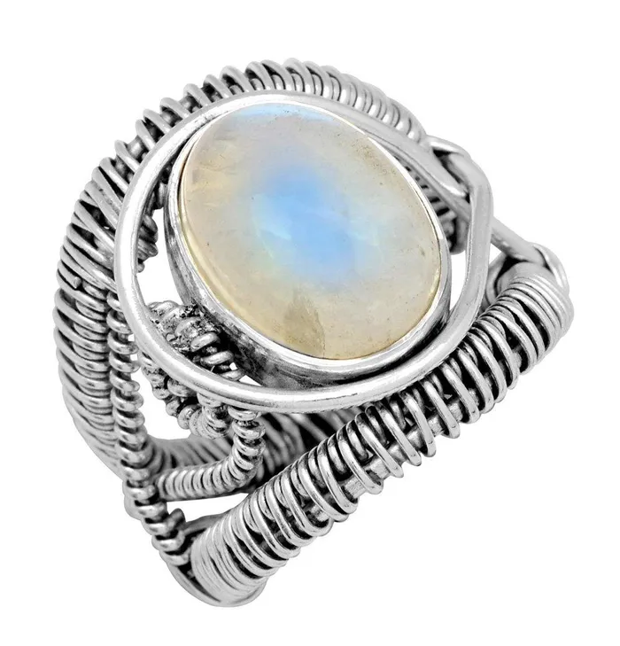 Rainbow Moonstone Solid 925 Sterling Silver Ring YoTreasure Rings