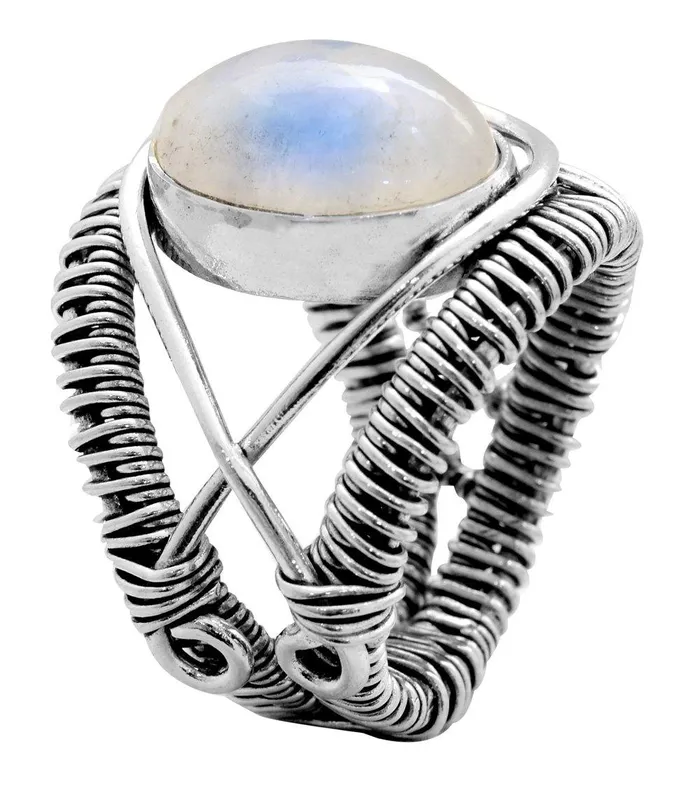 Rainbow Moonstone Solid 925 Sterling Silver Ring YoTreasure Rings Rainbow Moonstone Solid 925 Sterling Silver Ring YoTreasure Rings