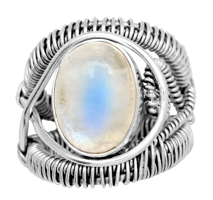 Rainbow Moonstone Solid 925 Sterling Silver Ring YoTreasure Rings Rainbow Moonstone Solid 925 Sterling Silver Ring YoTreasure Rings