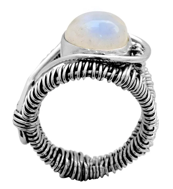 Rainbow Moonstone Solid 925 Sterling Silver Ring YoTreasure Rings Rainbow Moonstone Solid 925 Sterling Silver Ring YoTreasure Rings