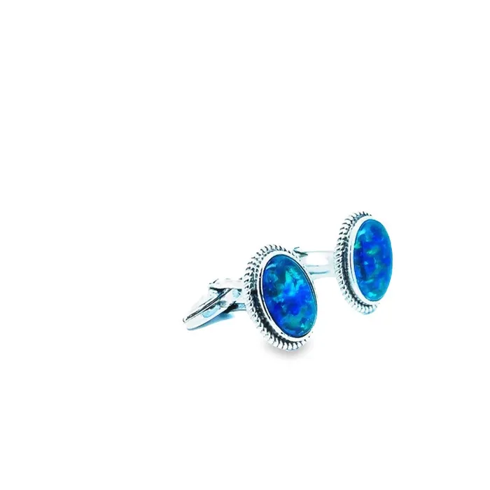 Rings Australian Opal Cutters Australian Opal Triplet 14 x 10 mm Mens Cufflinks Set in 925 Sterling Silver Rings Australian Opal Cutters Australian Opal Triplet 14 x 10 mm Mens Cufflinks Set in 925 Sterling Silver