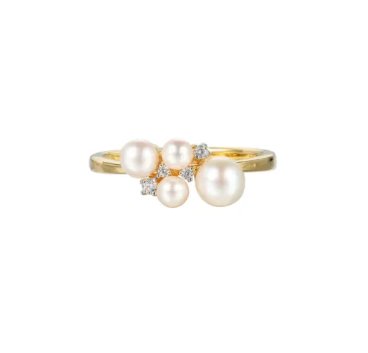 Rings Charles Garnier Gold Plated Pearl CZ Cluster Ring SI5207