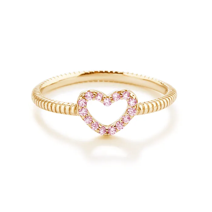 Rings Cherished Moments Jewelry Little Girls 14k GoldPlated Pink CZ Heart Baby Ring Rings Cherished Moments Jewelry Little Girls 14k GoldPlated Pink CZ Heart Baby Ring