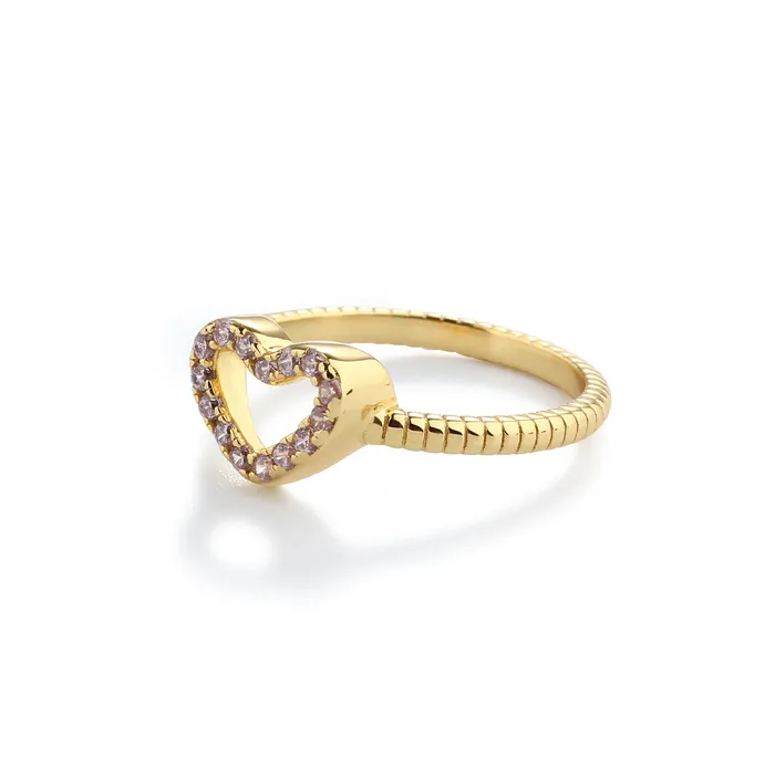 Rings Cherished Moments Jewelry Little Girls 14k GoldPlated Pink CZ Heart Baby Ring