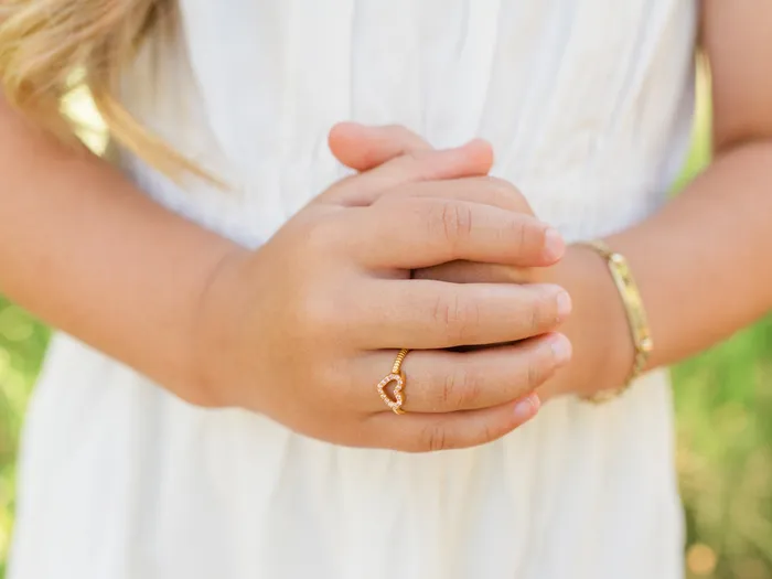 Rings Cherished Moments Jewelry Little Girls 14k GoldPlated Pink CZ Heart Baby Ring