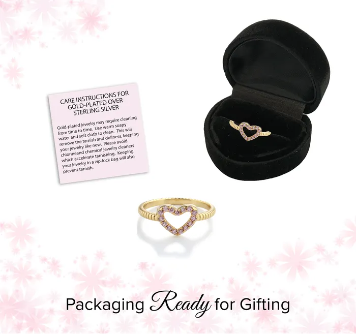Rings Cherished Moments Jewelry Little Girls 14k GoldPlated Pink CZ Heart Baby Ring