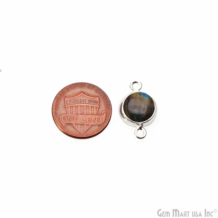 Rings Flashy Labradorite 18x11mm Cabochon Round Double Bail Silver Electroplated Gemstone Connector GemmartUSA Rings Flashy Labradorite 18x11mm Cabochon Round Double Bail Silver Electroplated Gemstone Connector GemmartUSA