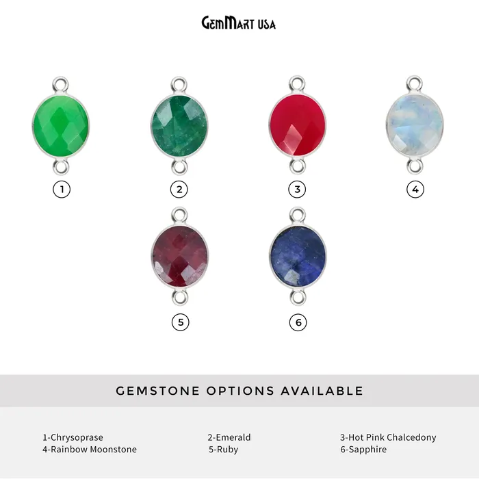 Rings GemMartUSA Oval 12x16mm Silver Bezel Double Bail Gemstone Connector