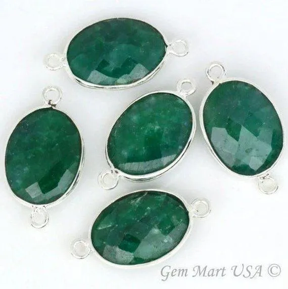 Rings GemMartUSA Oval 12x16mm Silver Bezel Double Bail Gemstone Connector