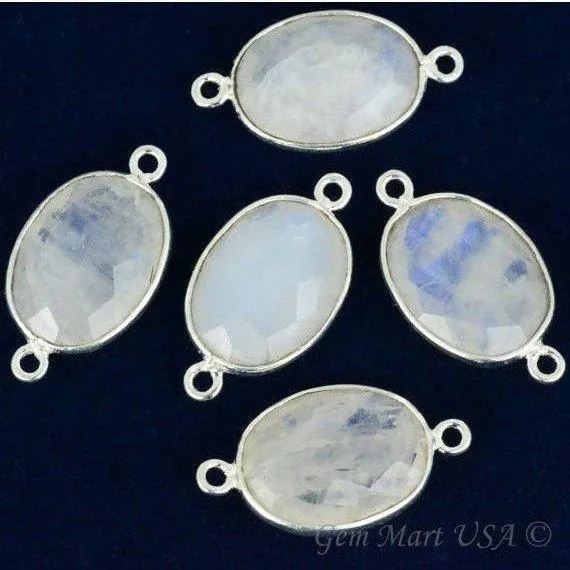 Rings GemMartUSA Oval 12x16mm Silver Bezel Double Bail Gemstone Connector