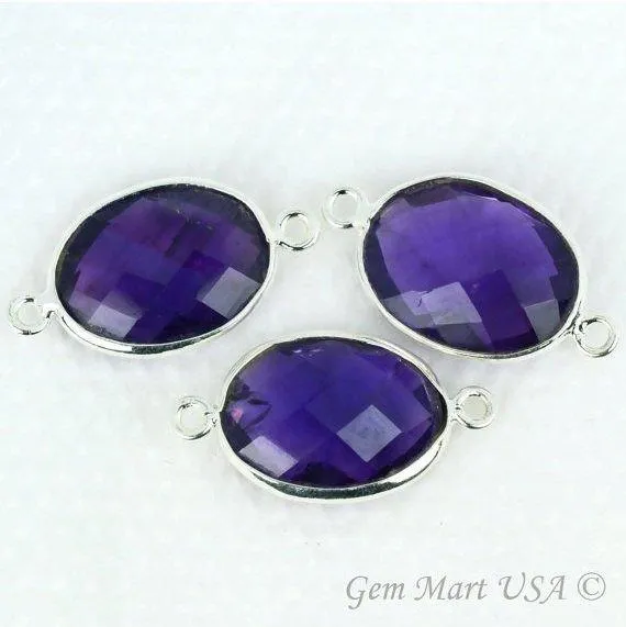 Rings GemMartUSA Oval 12x16mm Silver Bezel Double Bail Gemstone Connector