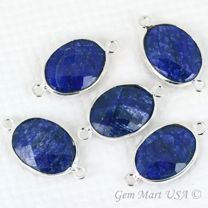 Rings GemMartUSA Oval 12x16mm Silver Bezel Double Bail Gemstone Connector