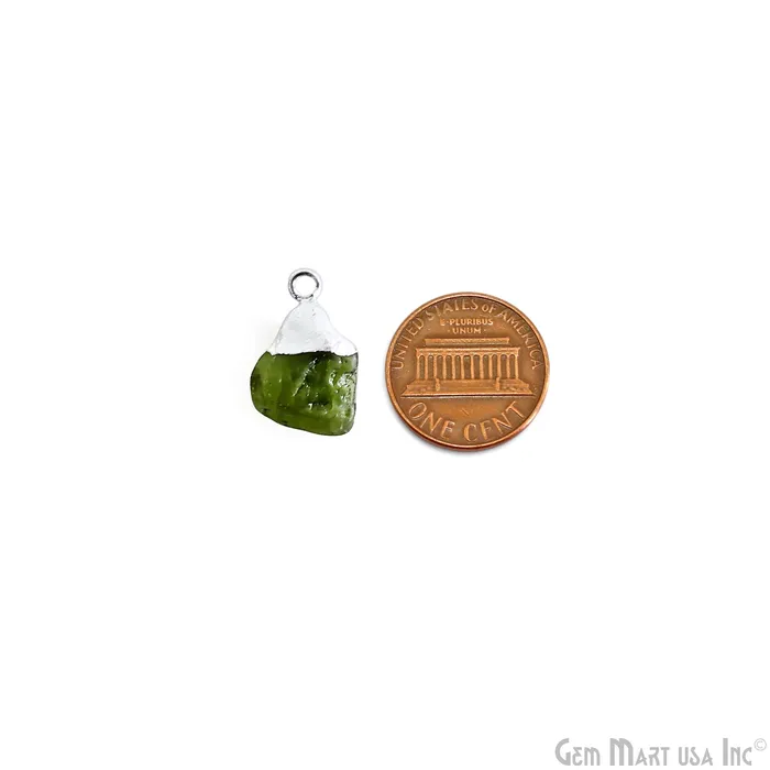 Rings GemmartUSA Rough Peridot Gemstone 21x14mm Organic Silver Edged Connector Rings GemmartUSA Rough Peridot Gemstone 21x14mm Organic Silver Edged Connector